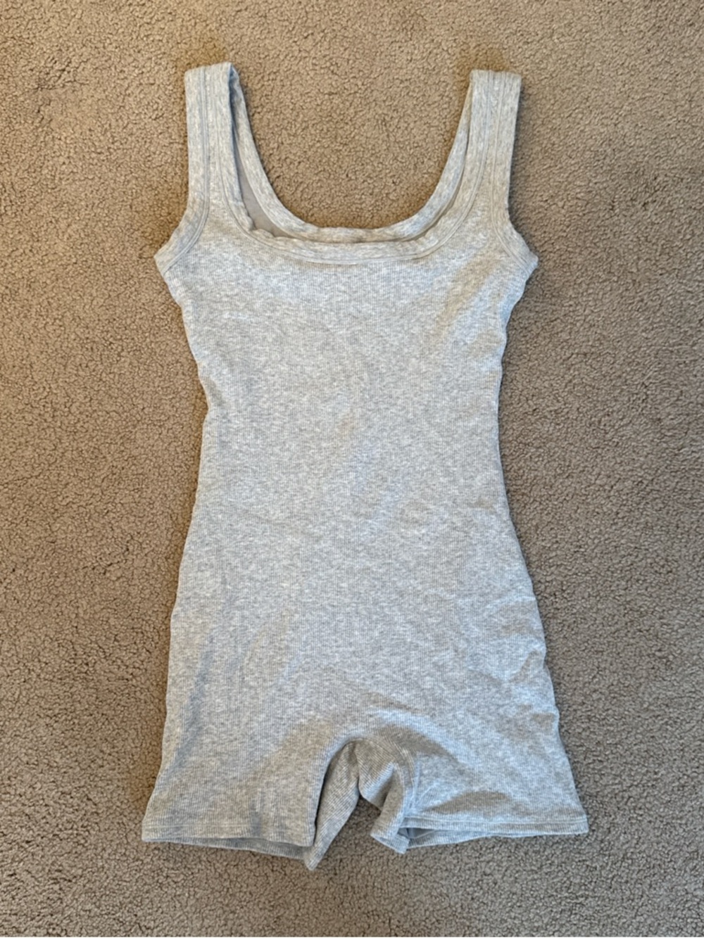 Skims Women's Gray Ribbed Tank Romper - Lightweight Sleepwear